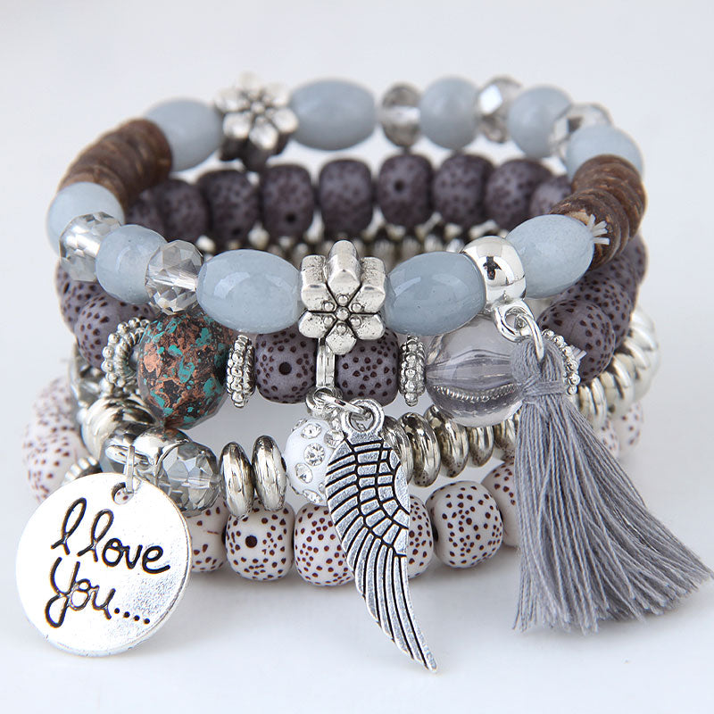 Bohemian Charm Beaded Bracelets (4pcs set)