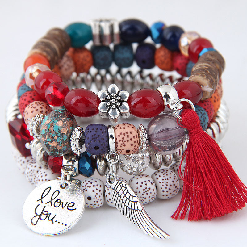 Bohemian Charm Beaded Bracelets (4pcs set)