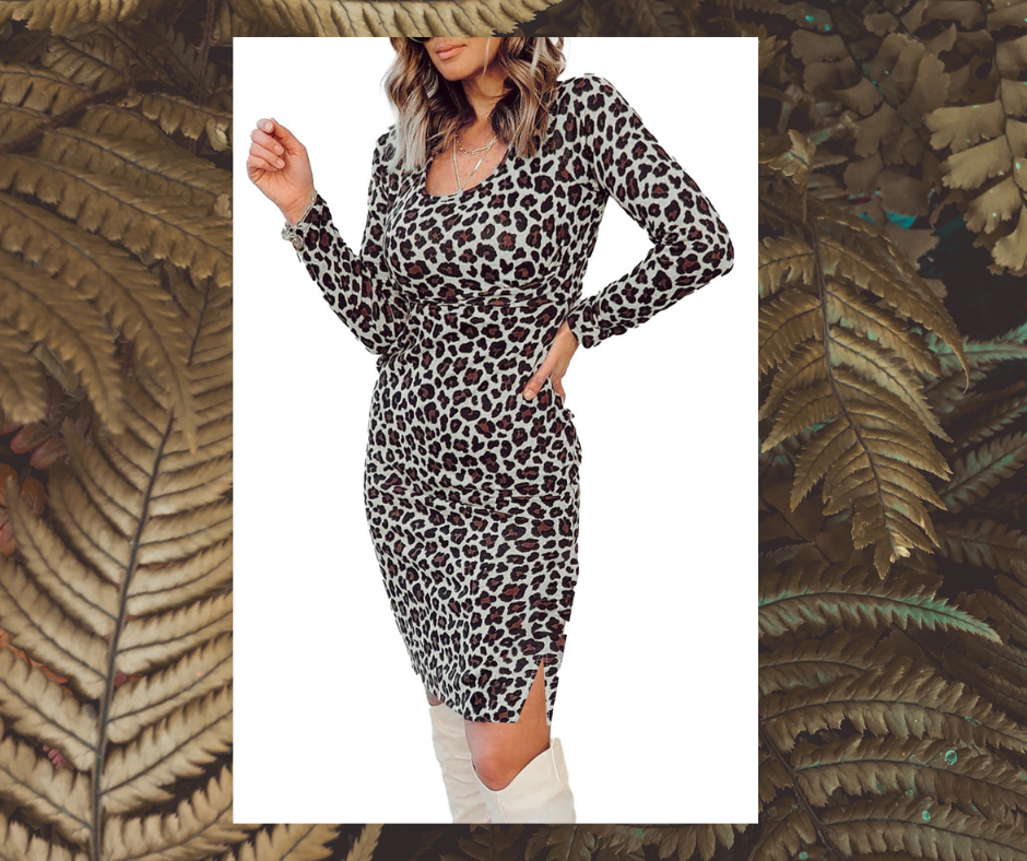 Leopard  Long Sleeve Dress