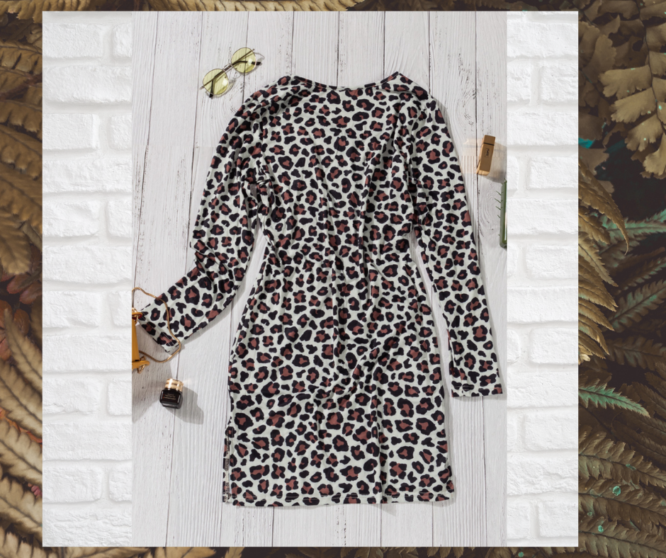 Leopard  Long Sleeve Dress