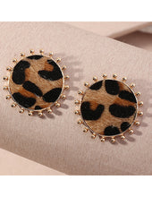 Load image into Gallery viewer, Lena Leopard Star & Round Earrings