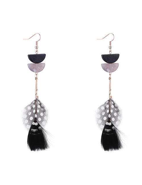 Francesca Tassel Feather Earrings