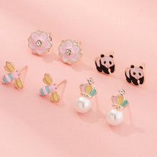 Load image into Gallery viewer, Little Girls Pink Set Earrings (4 pcs set)