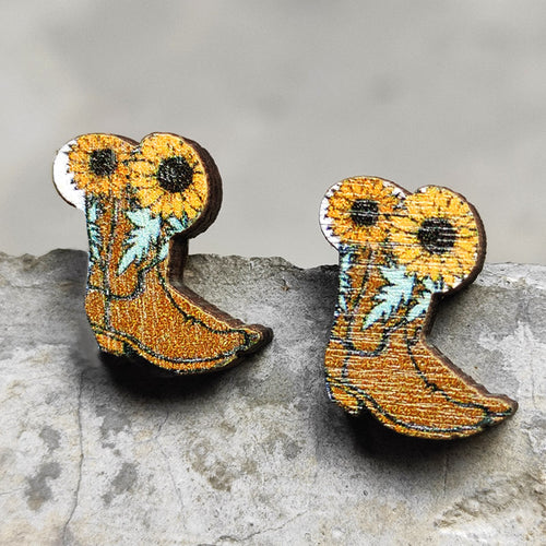 Sunflower Boot Earrings