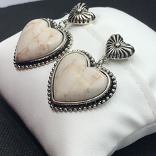 Load image into Gallery viewer, Western Navajo Stone Heart Earrings
