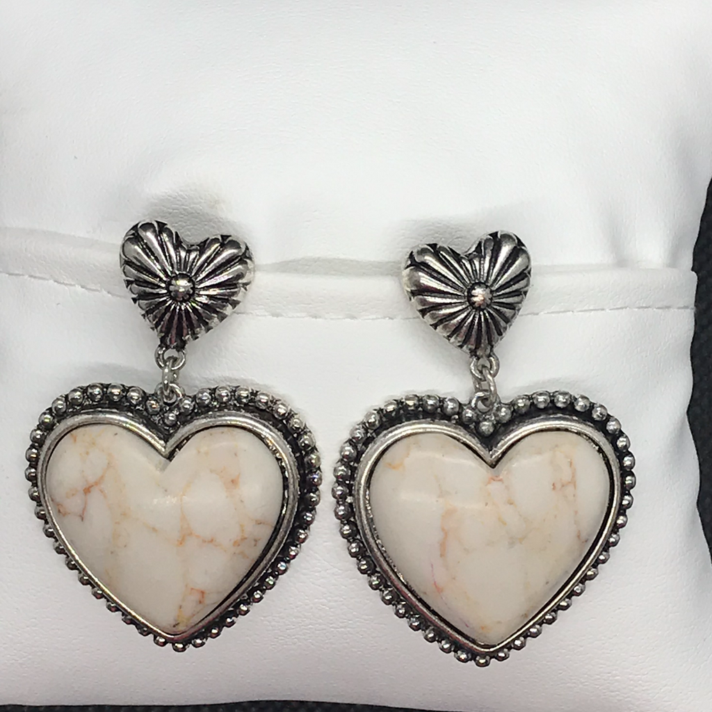Western Navajo Stone Heart Earrings