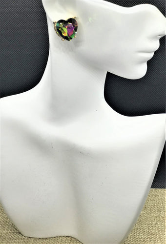 Vitrail Heart Shape Crystal Earrings