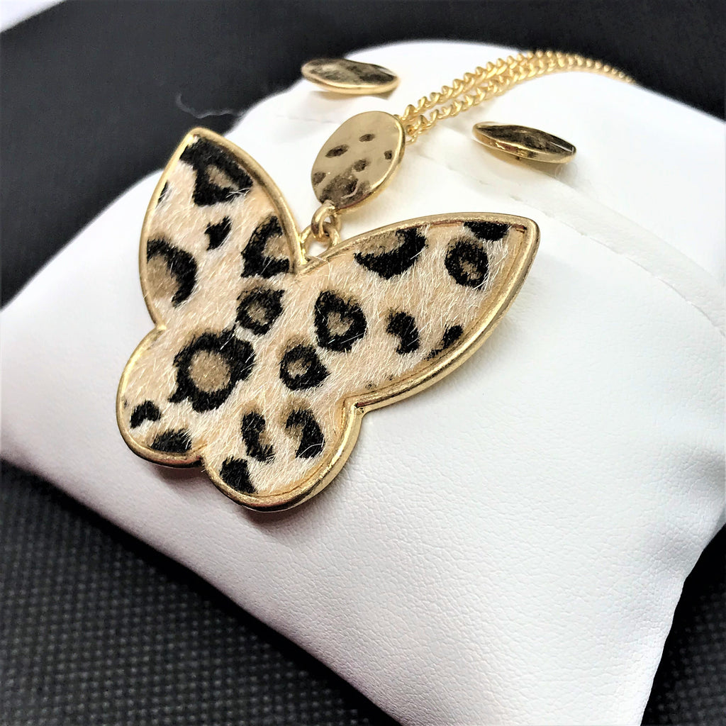 Leopard Heart and Butterfly Necklace Set