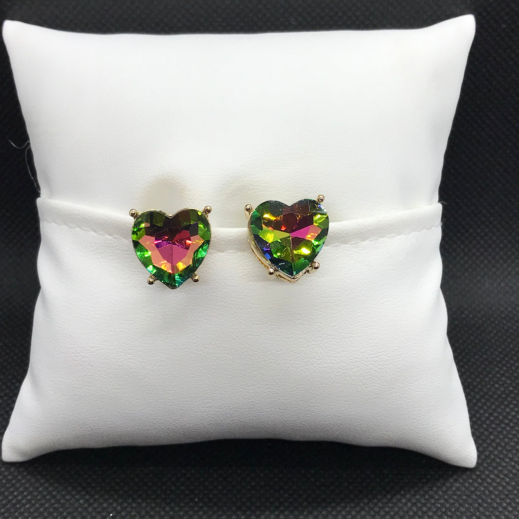 Vitrail Heart Shape Crystal Earrings