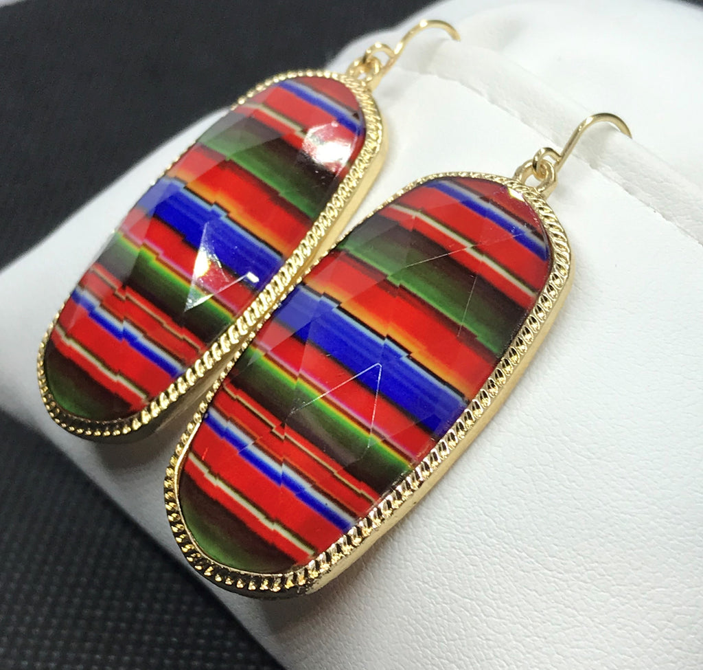 Sarape Gold Tone Earrings