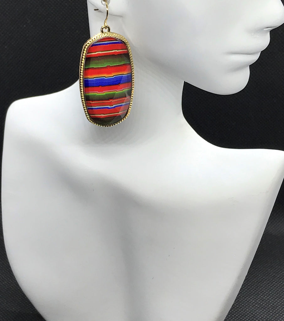 Sarape Gold Tone Earrings