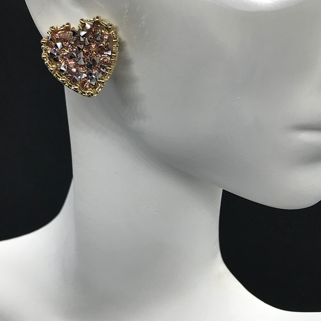 Druzy Heart Stud Earrings