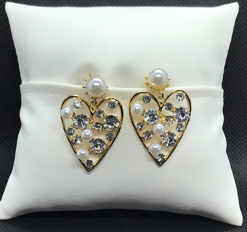 Corazon de Perlas Crystal Earrings