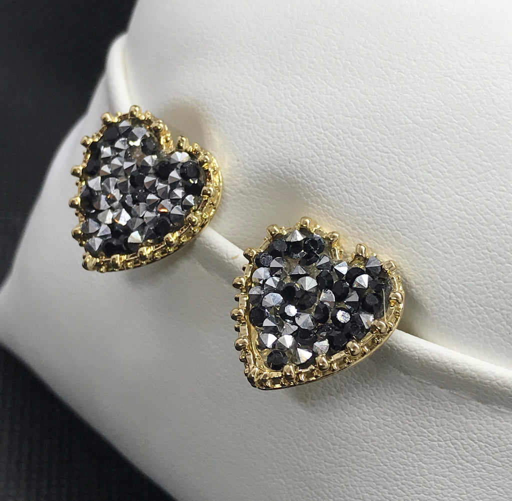 Druzy Heart Stud Earrings