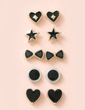 Black Stud Earring Set (5pc set)