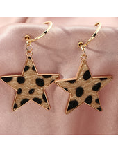 Load image into Gallery viewer, Lena Leopard Star &amp; Round Earrings