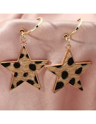 Lena Leopard Star & Round Earrings