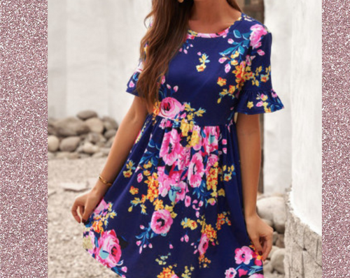 Belinda Blue Flower Dress