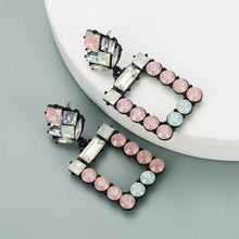 Cargar imagen en el visor de la galería, Esmeralda Square Rhinestone Earrings