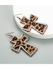 Load image into Gallery viewer, Billy Brown Cross Earrings