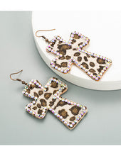 Load image into Gallery viewer, Billy Brown Cross Earrings