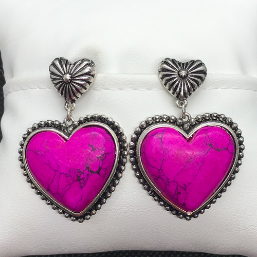 Western Navajo Stone Heart Earrings