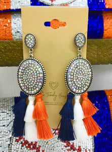 Astros Crystal Tassel Tri Color Earrings