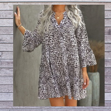 Load image into Gallery viewer, Regina Ruffle Leopard Dress