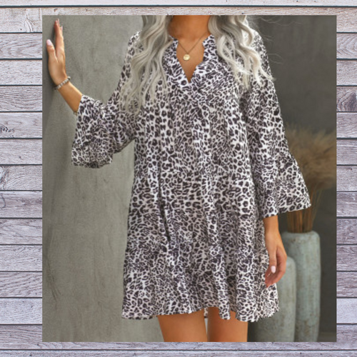 Regina Ruffle Leopard Dress