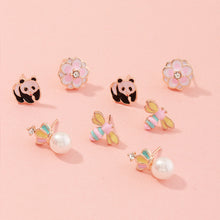 Cargar imagen en el visor de la galería, Little Girls Pink Set Earrings (4 pcs set)
