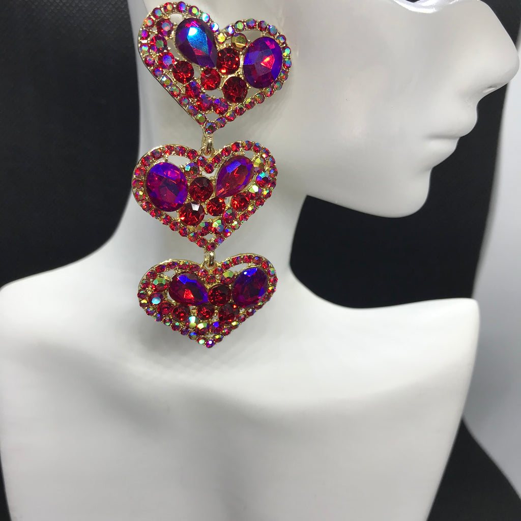 Tri Heart Love Earrings
