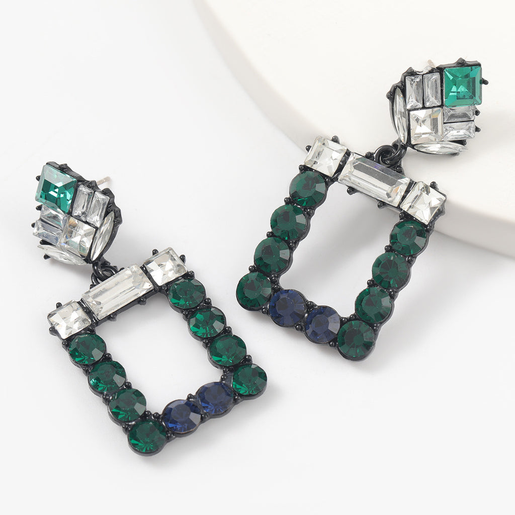 Esmeralda Square Rhinestone Earrings